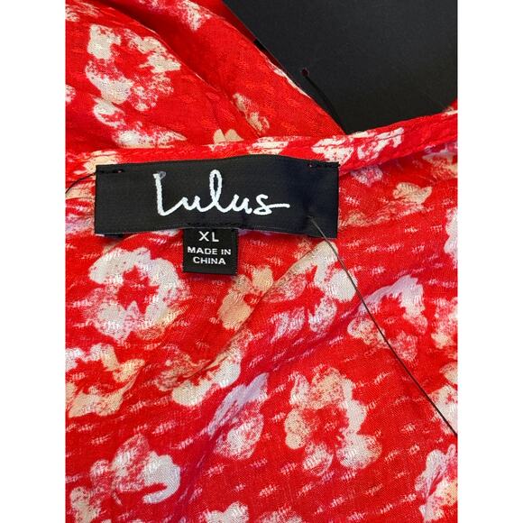 Lulus NWT Garden Explorer Red Floral Mini Dress Red Size XL Rayon Boho Feminine - Picture 5 of 7
